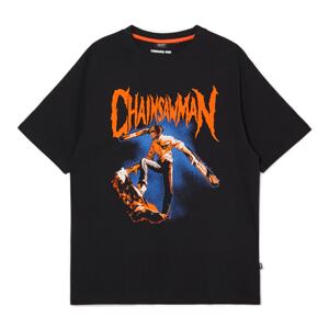 Cropp - Nyomott mintás T-shirt Chainsaw Man - Fekete